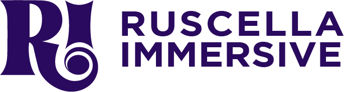 Ruscella Immersive logo in Ri purple
